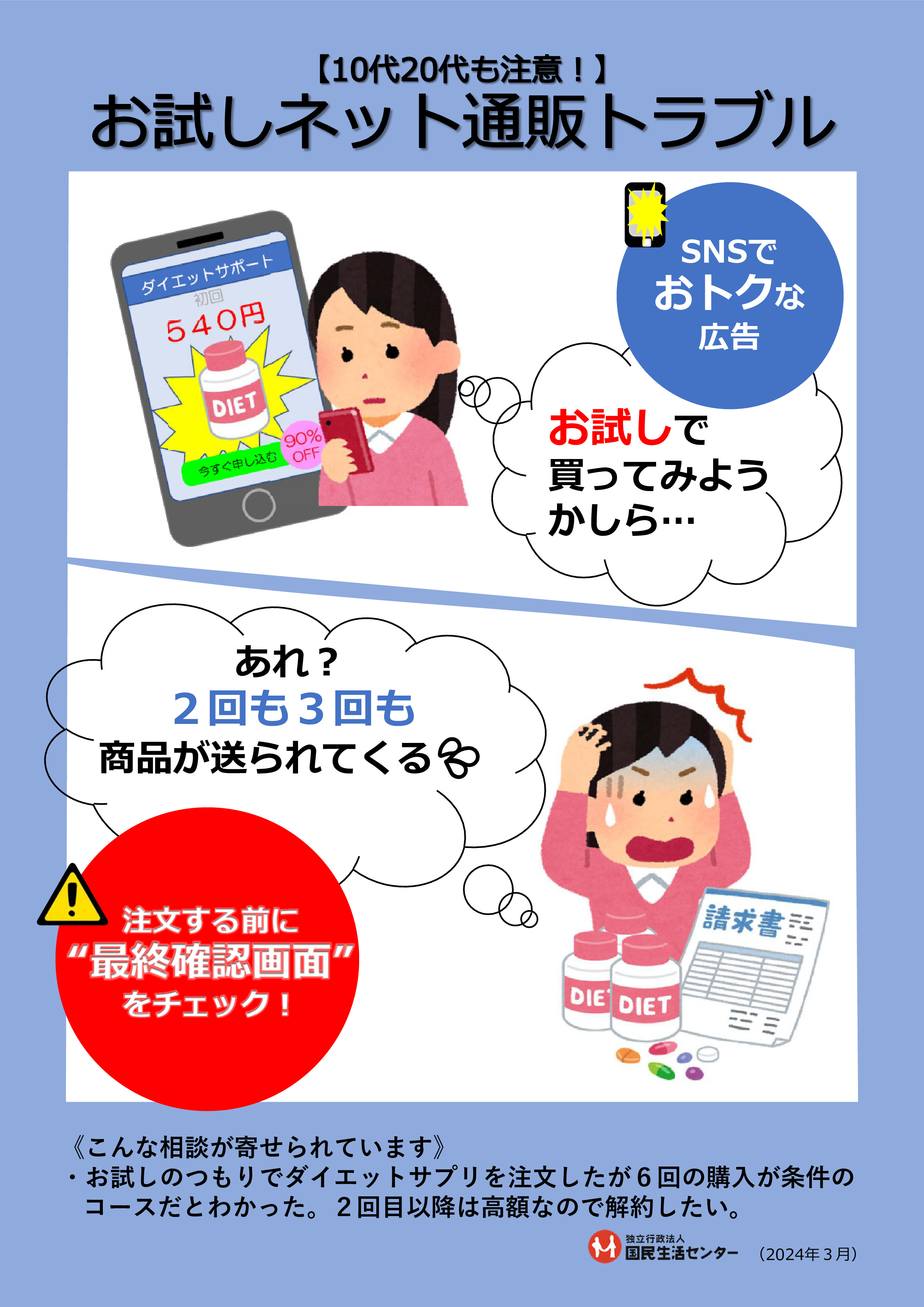 【10代20代も注意！】お試しネット通販トラブル