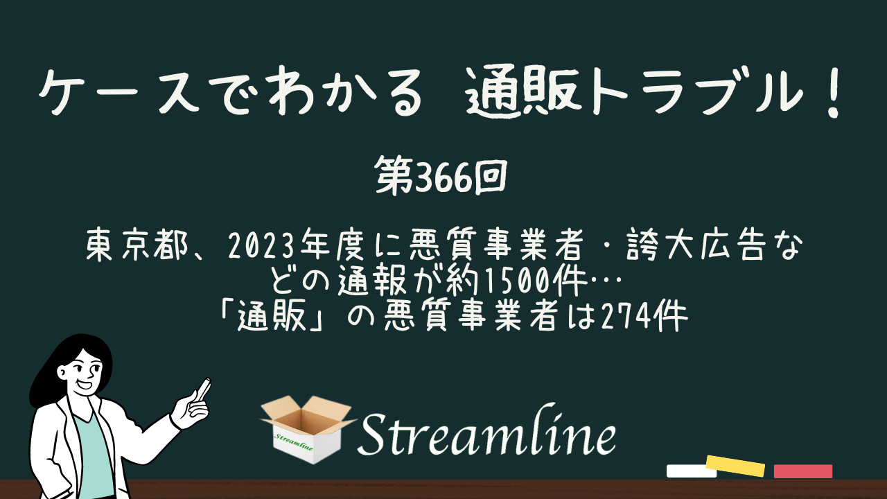 東京都、2023年度に悪質事業者・誇大広告などの通報が約1500件…「通販」の悪質事業者は274件