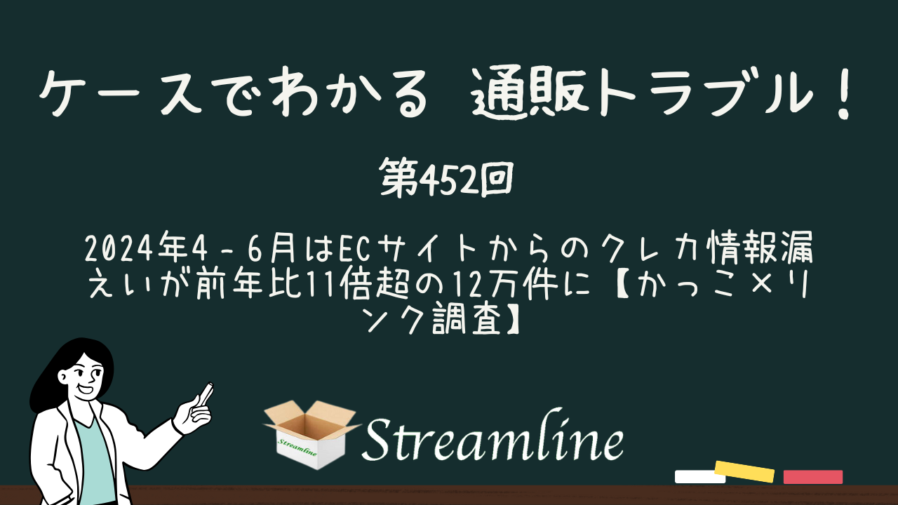 第452回 2024年4‐6月はECサイトからのクレカ情報漏えいが前年比11倍超の12万件に【かっこ×リンク調査】